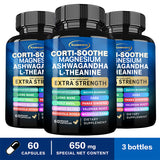 Cortisol Support Capsules with Magnesium, Ashwagandha & L-Theanine, Daily Calm Supplement